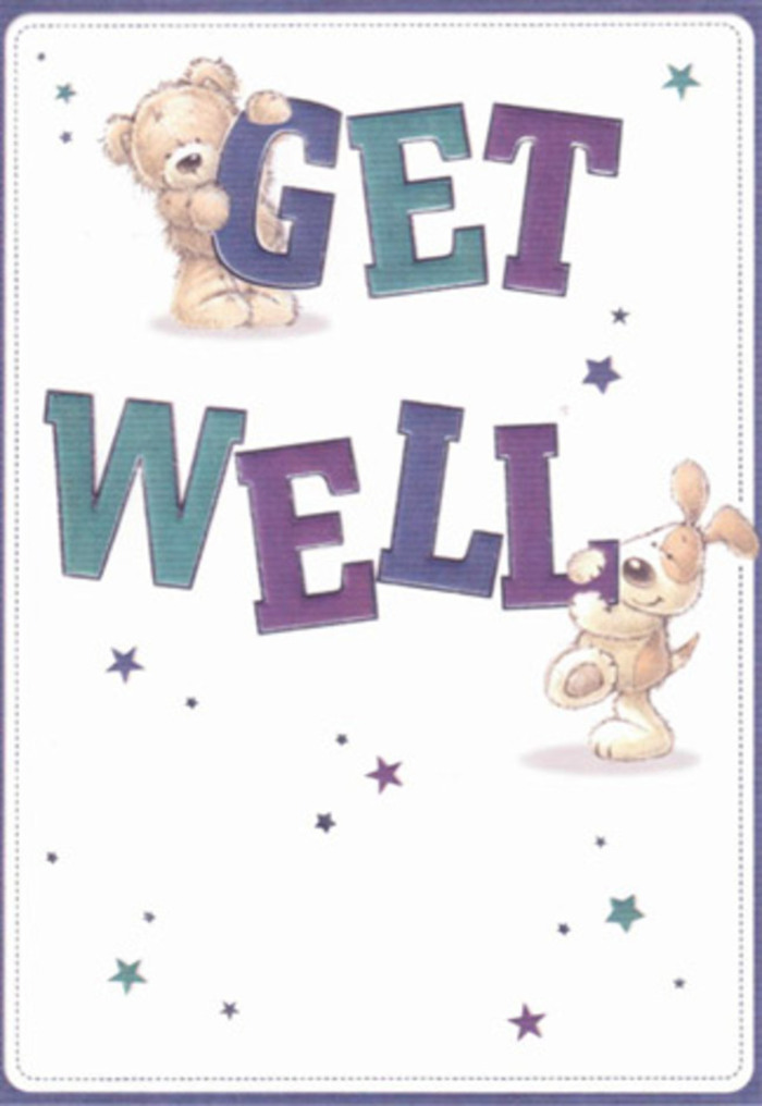 This playful get well card, lovingly illustrated, beautifully echoes the reassuring gestures we see every day at Highams Park Florist. A friendly bear with a soft, cuddly appearance and a charming puppy with gently drooping ears are captured mid-moment, their actions radiating care as they interact with bold, three-dimensional letters shaded in purples and aquas. The cheery scene is sprinkled with whimsical stars-symbolic bursts of hope-against a clean, white background. The bear's fur and the puppy's velvet-like coat are rendered with such realism that one can almost sense their comforting textures, just as a hand-tied bouquet's petals beg to be touched. I picture this card nestled beside a vase of fresh blossoms, both arriving together on a doorstep near Larkshall Road, carrying a dual offering of heartfelt comfort. The airy composition and confident type invite healing and happiness, perfect for anyone needing a reminder of community support and genuine warmth in Highams Park.