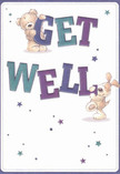 Radiating joy and positivity, this illustrated get well card sends a gentle message of hope from the heart of Highams Park. Two lovable figures-a teddy bear and an eager puppy-seem almost to leap off the page, each proudly holding the vibrant, oversized letters of 'Get Well.' The calming indigo and teal hues of the message create an uplifting contrast on a soft, creamy white background, evoking the refreshing spirit of the parks and open spaces around E4. Star motifs in varying tints of blue and purple sprinkle the card with magic, their scattered arrangement reminiscent of tiny blossoms in a wildflower bouquet. The plush, inviting textures of both bear and puppy exude reassuring comfort, like the hug of a close friend. This card, like a thoughtfully created Highams Park Florist arrangement, offers more than words-it brings the warmth of genuine care and the promise of brighter days, perfect for cheering up a neighbour or loved one on a road to recovery.